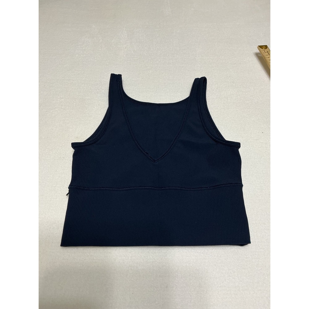 Lululemon Ribbed Power Pivot Tank Navy Blue Reversible V Neck Crop XS S